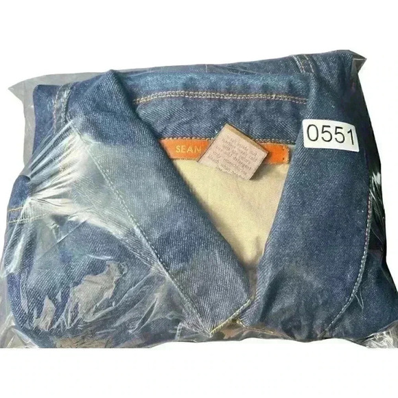 VINTAGE Sean John Jacket Mens XL Blue Denim Trucker 90s Hip Hop Y2K Baggy Logo - Picture 9 of 9